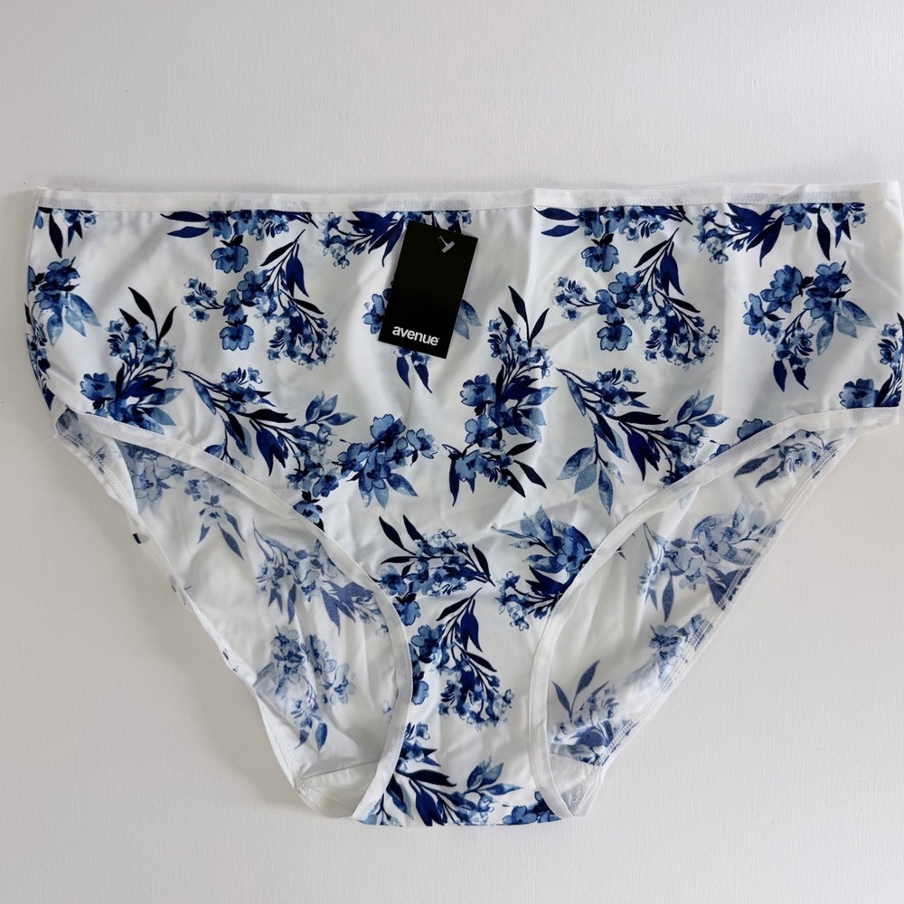 Avenue Blue Floral Print Bikini Briefs on White